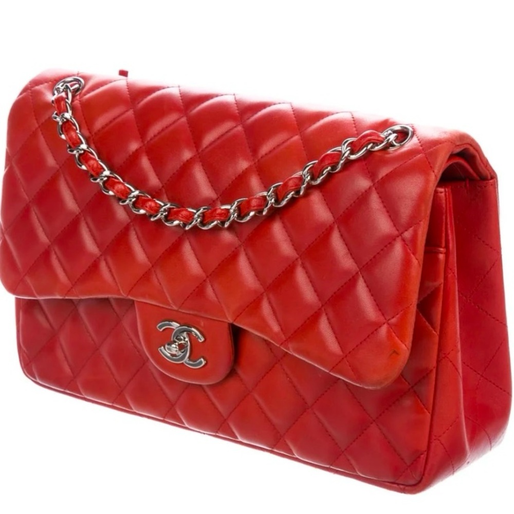 Chanel Jumbo Flap Lambskin Bag - Red - Picture 5 of 8